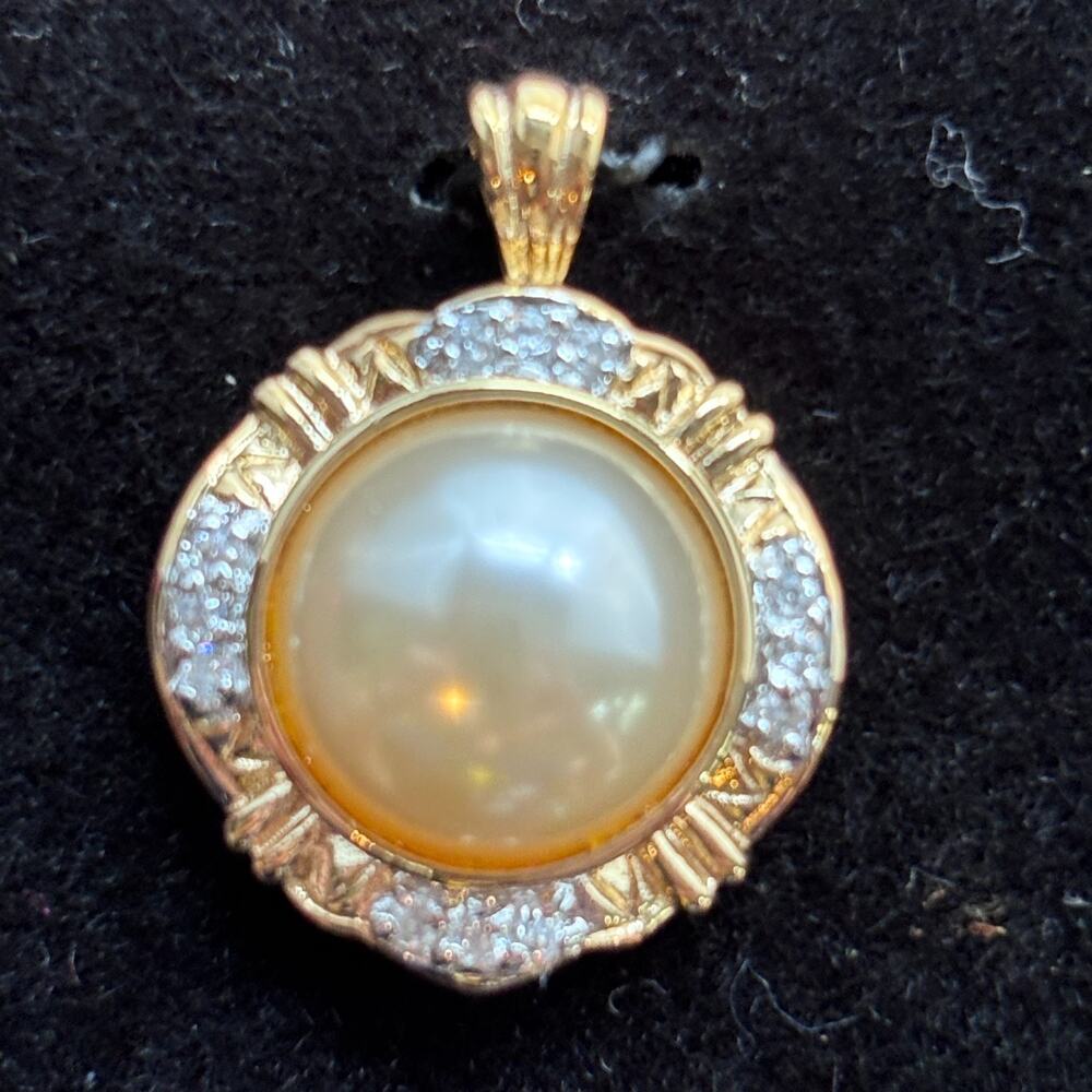 Technibond Classic 18K Gold Bonded Sterling Silver Opalescent CZ Pendant